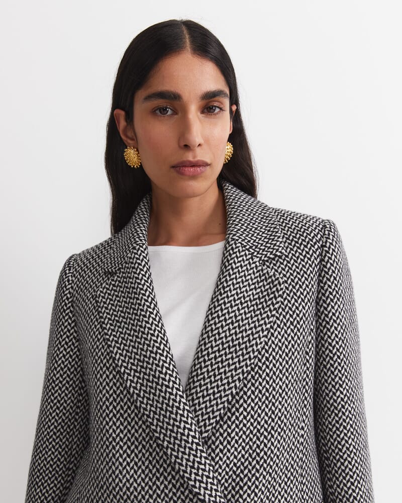 Bea Double Breasted Coat in BLACK/WHITE